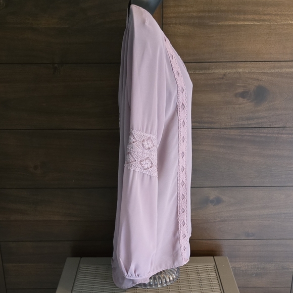 BKE Size M Purple Embroidered Blouse Tunic - Picture 2 of 9